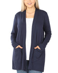 Zenana Plus Slouchy Pocket Cardigan - Online Only