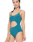 Solid Cutout One Piece Swimsuit