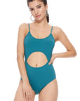 Solid Cutout One Piece Swimsuit