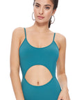 Solid Cutout One Piece Swimsuit