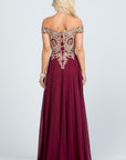 La Scala PLUS Off Shoulder Chiffon Gown with Applieques