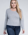 Plus Classic Ribbed Round Neck Long Sleeve Top