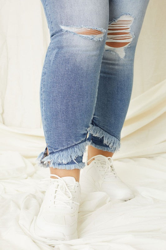 Plus Kan Can USA Mid Rise Ankle Skinny Jeans