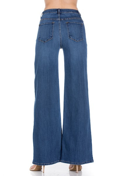 O2 Denim Western Wide Leg Jeans