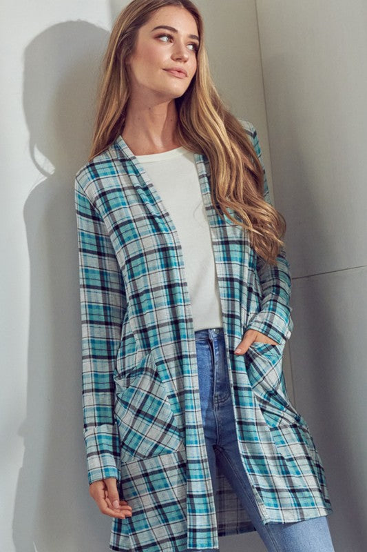 e Luna Plaid Long Cardigan