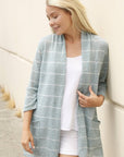 Plus Spring Stripe Cardigan with Pocket