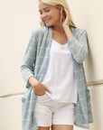 Spring Stripe Cardigan With Pockets