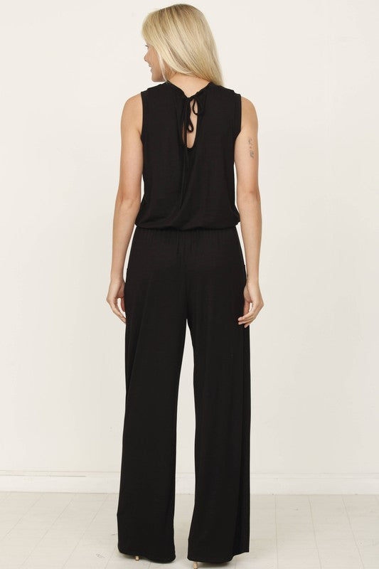 Plus Solid Draw String Pocket Jumpsuit