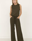 Plus Solid Draw String Pocket Jumpsuit