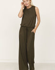 Plus Solid Draw String Pocket Jumpsuit