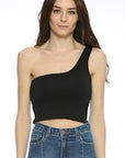 O2 Denim One Shoulder Tank Top