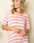 e Luna Striped Front Tie Top