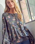 e Luna Allover Floral Print Sweatshirt