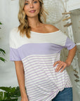 e Luna PLUS Stripe Mix One Shoulder Top