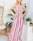 e Luna Striped Smocked Maxi Dress