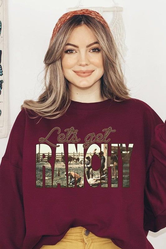 Get Ranchy Oversized Graphic Fleece Sweatshirts