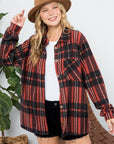 e Luna PLUS Fuzzy Plaid Button Down Shacket