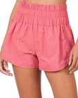 Zenana Windbreaker Shorts in Desert Rose - Online Only