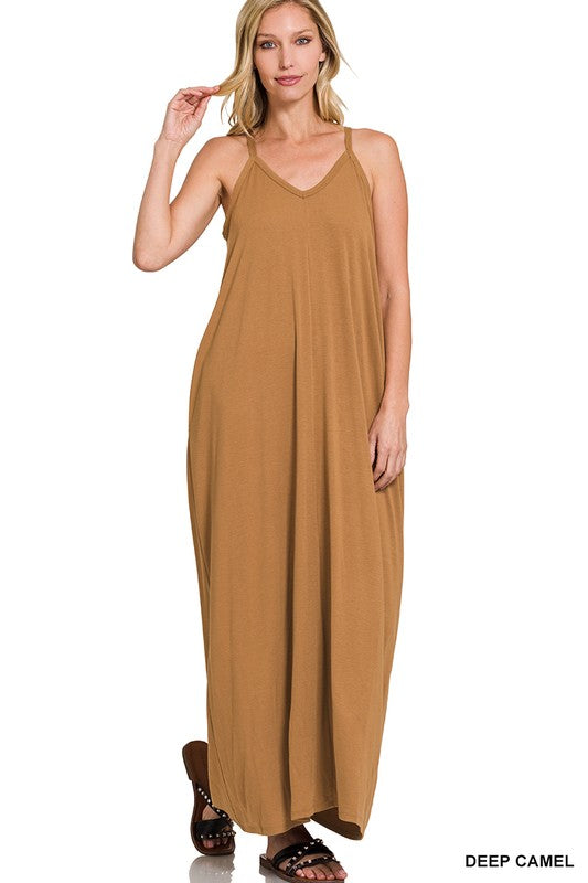 Zenana V-Neck Cami Dress in Multiple Colors