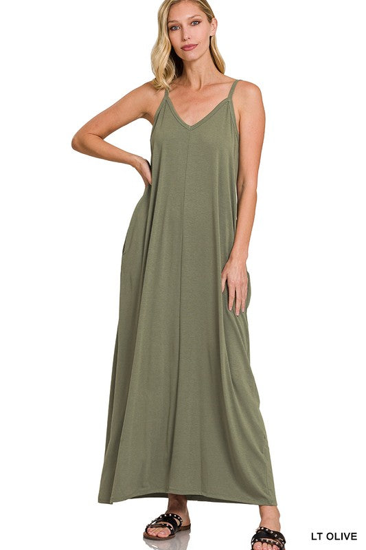 Zenana V-Neck Cami Dress in Multiple Colors