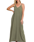 Zenana V-Neck Cami Dress in Multiple Colors