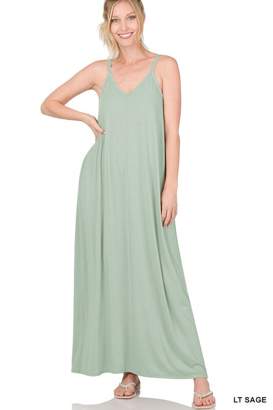 Zenana V-Neck Cami Dress in Multiple Colors