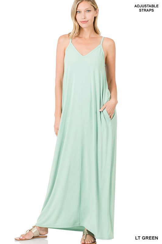 Zenana V-Neck Cami Dress in Multiple Colors