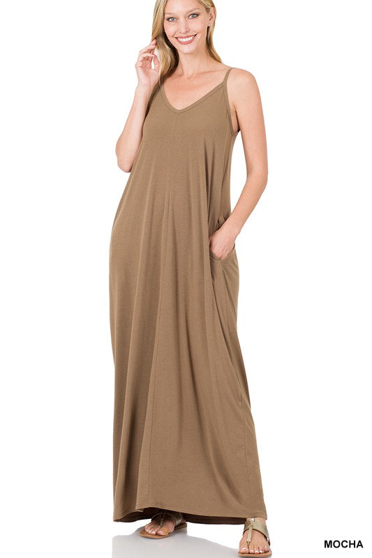 Zenana V-Neck Cami Dress in Multiple Colors