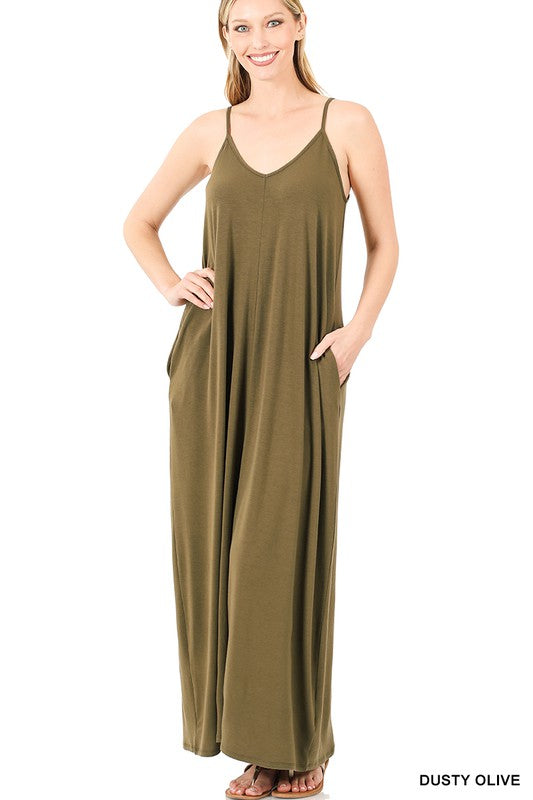 Zenana V-Neck Cami Dress in Multiple Colors