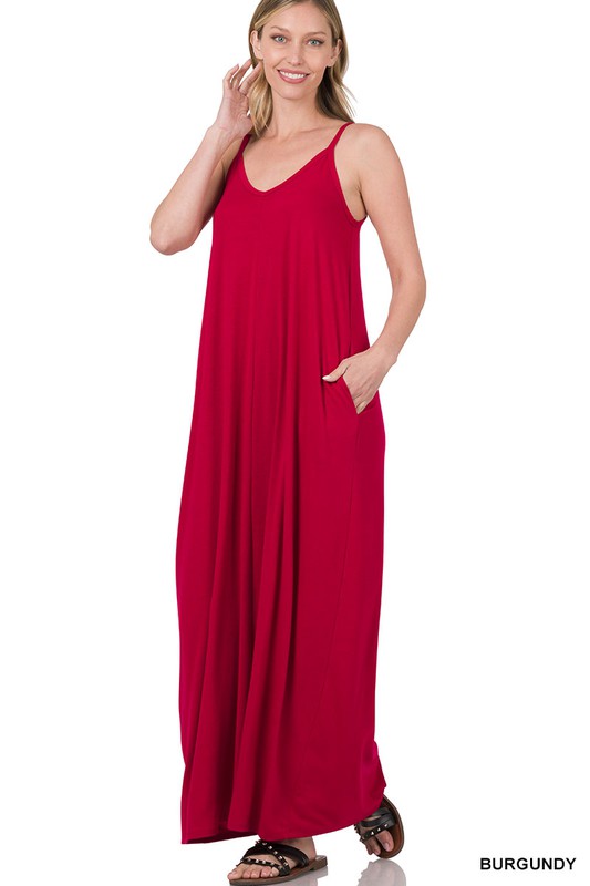 Zenana V-Neck Cami Dress in Multiple Colors