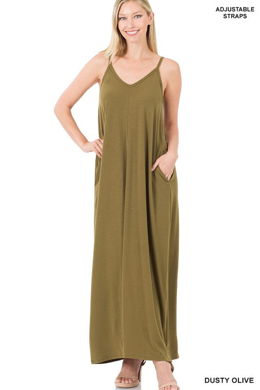 Zenana V-Neck Cami Dress in Multiple Colors