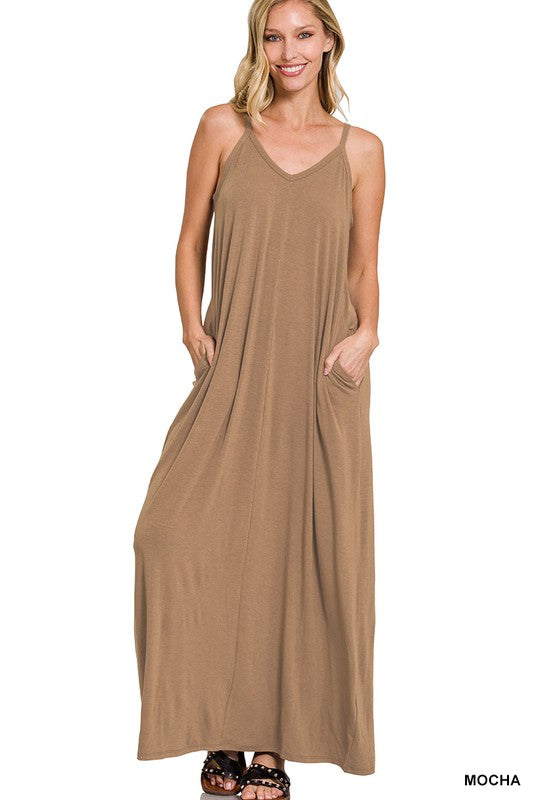 Zenana V-Neck Cami Dress in Multiple Colors