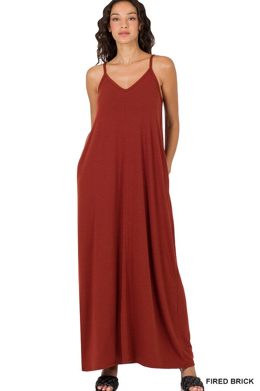 Zenana V-Neck Cami Dress in Multiple Colors