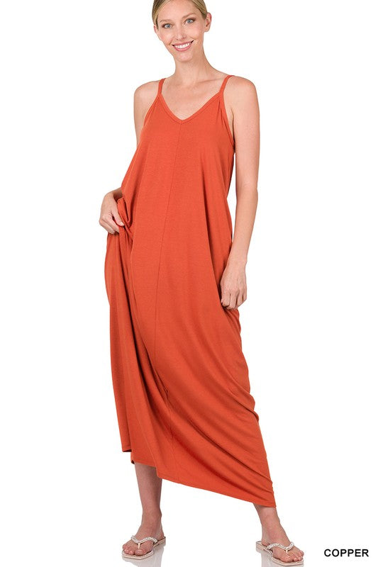 Zenana V-Neck Cami Dress in Multiple Colors