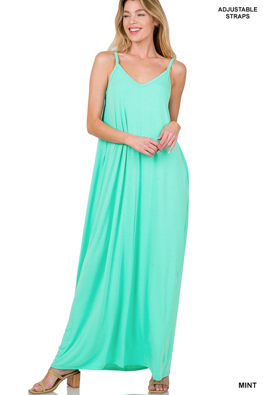 Zenana V-Neck Cami Dress in Multiple Colors