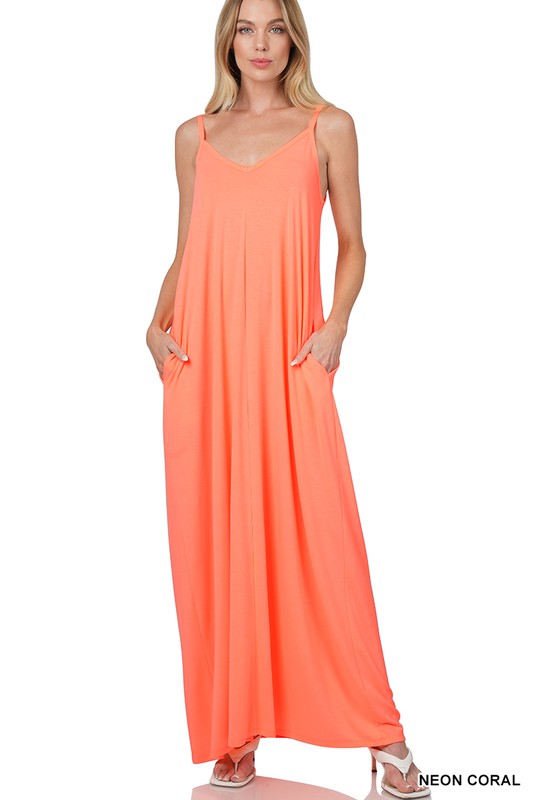 Zenana V-Neck Cami Dress in Multiple Colors