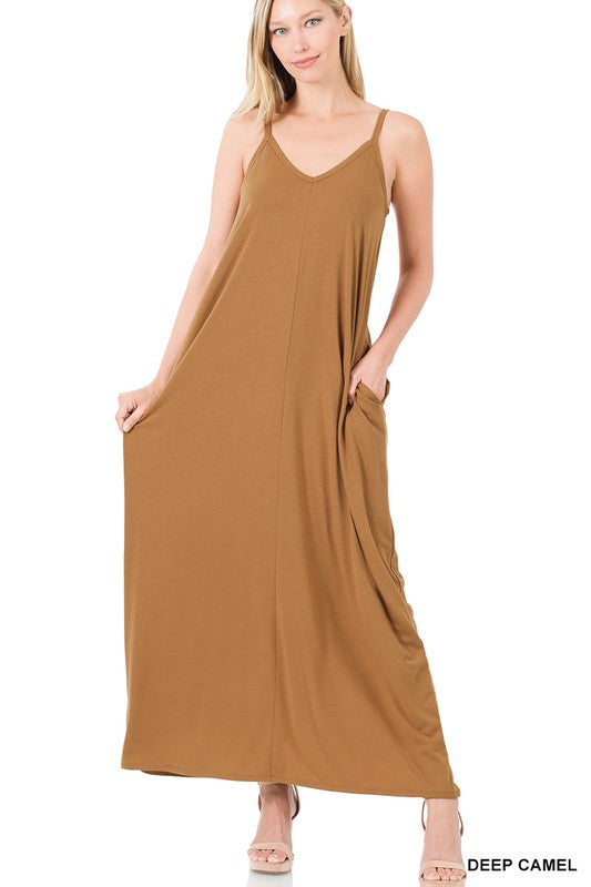 Zenana V-Neck Cami Dress in Multiple Colors