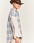 Jade By Jane Multi Plaid Fuzzy Sleeve Jacket