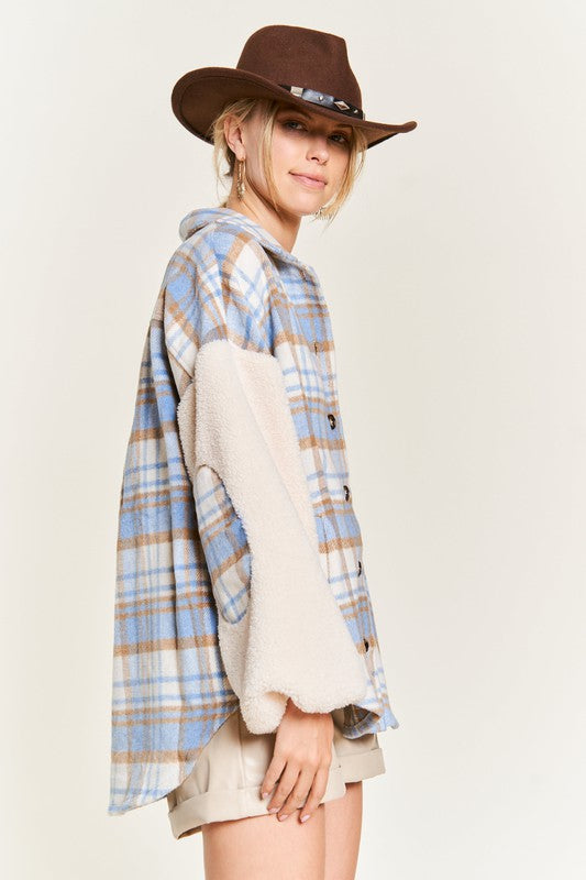 Jade by Jane | Multi Plaid Fuzzy Sleeve Jacket