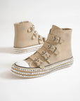 Beast Fashion Multi-Buckle Straps Studded Platform Sneakers