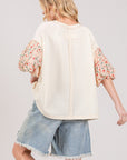 SAGE + FIG Round Neck Bubble Sleeve Oversize Top