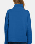 Zenana Turtleneck Half Snap Fleece Sweatshirt