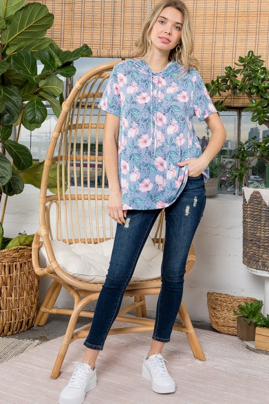 e Luna Floral Short Sleeve Sweatshirt