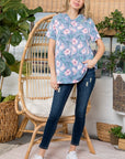 e Luna Floral Short Sleeve Sweatshirt