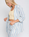 Love Tree Linen Woven Striped Blazer