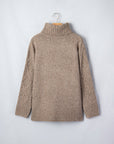 Dark Khaki Cable Knit Turtleneck Sweater
