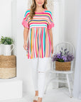 e Luna PLUS Striped Babydoll Tunic Top