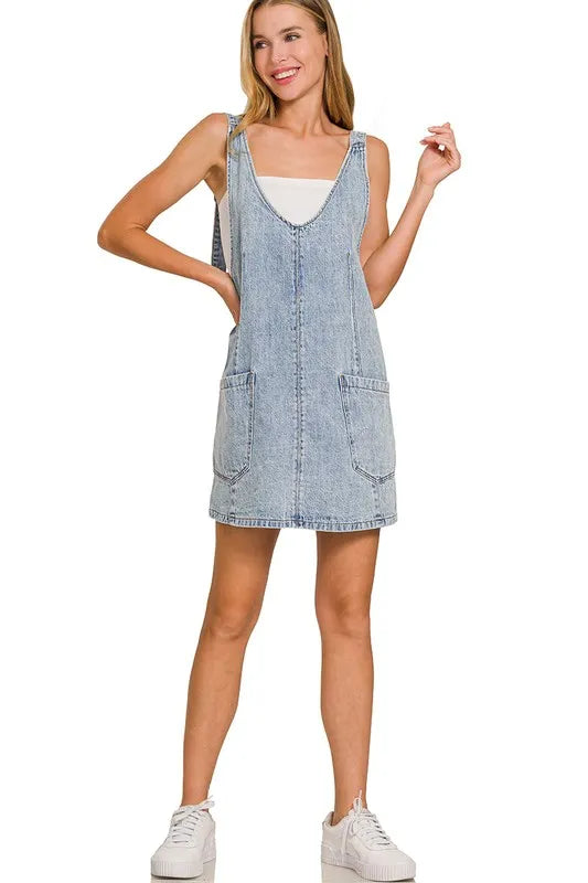 Zenana Denim Overall Mini Dress