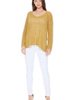 Long sleeve V Neck Thin Slub Knit Sweater