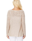 Long sleeve V Neck Thin Slub Knit Sweater